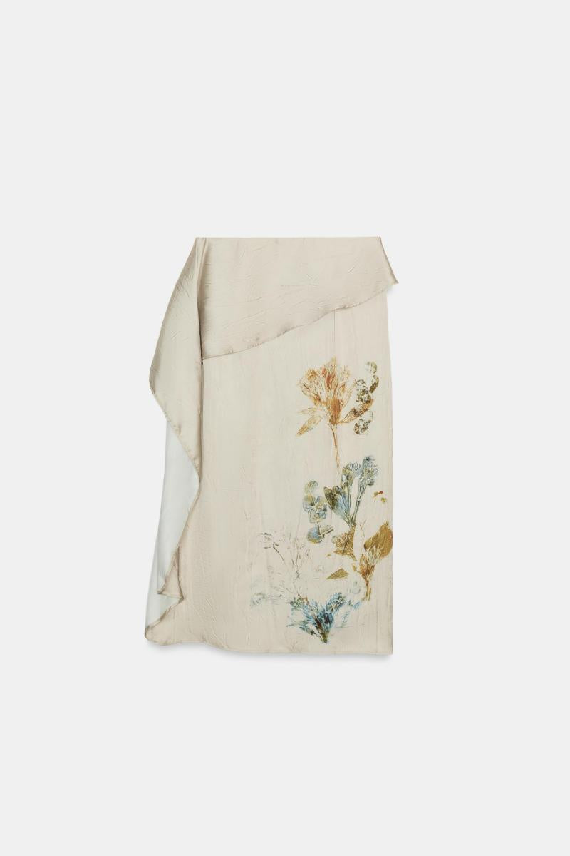 Floral Silk Elegant Midi Skirt