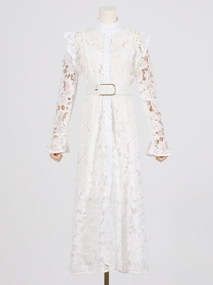 Lace Butterfly Sleeve Midi Dress