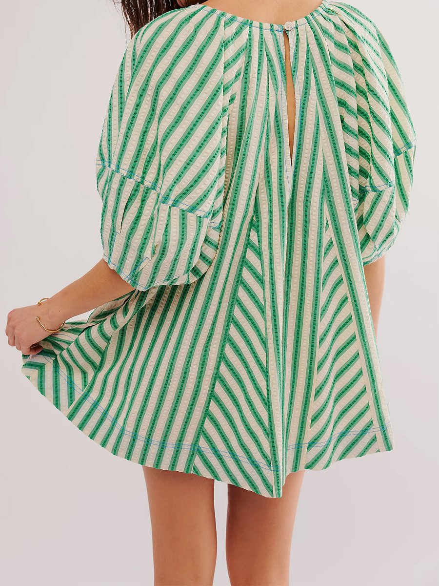 Striped Casual Loose Deep V Wide-leg Romper