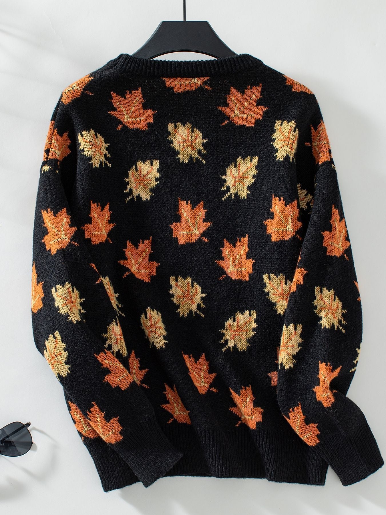 Maple Leaf Pattern Casual Knit Sweater