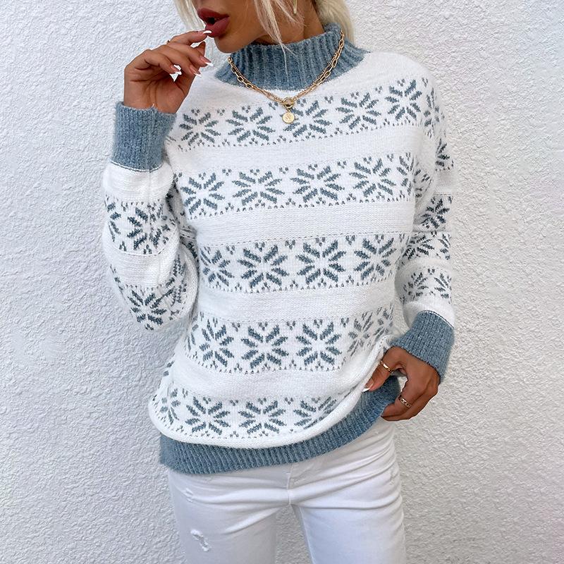 Half Turtleneck Christmas Snowflake Sweater