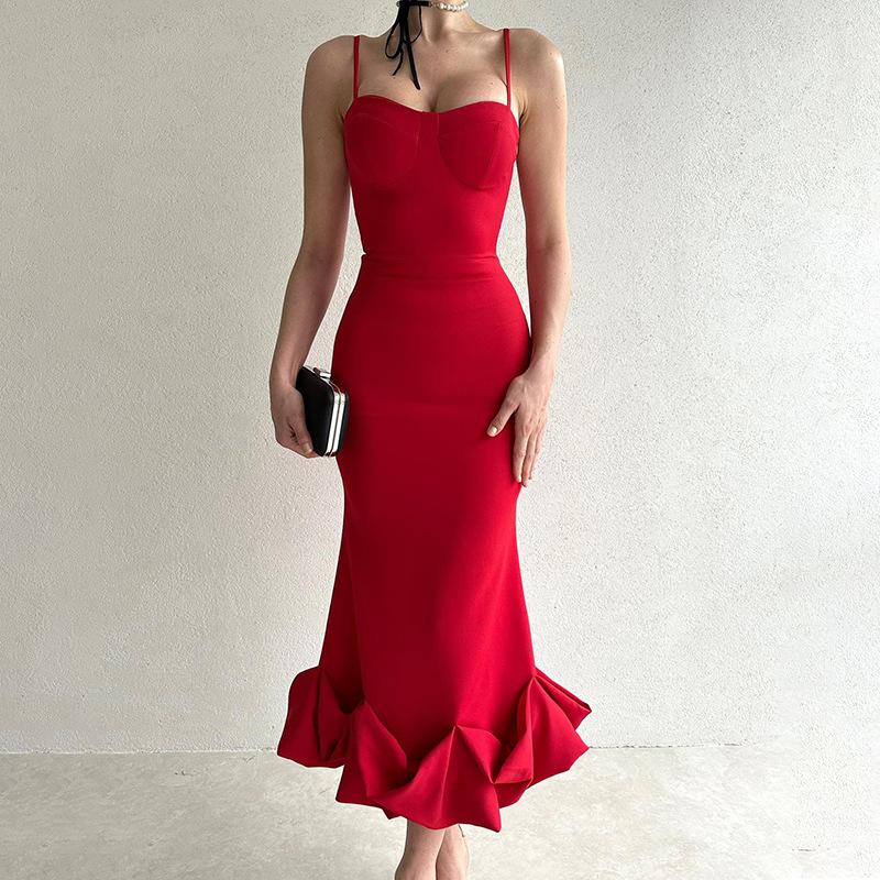 Elegant Solid Color Slip Dress