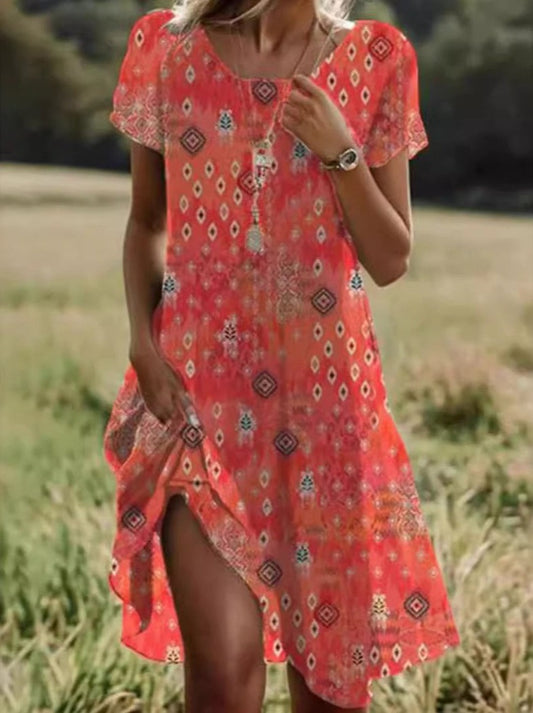 Summer Literature And Art Ethnic Style Dress