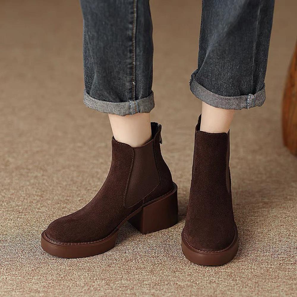 Suede High Heel Chunky Fashion Boots