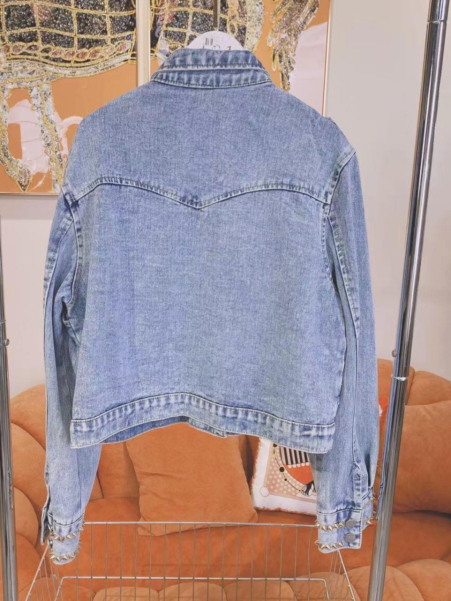 Rhinestone Beaded Denim Jacket